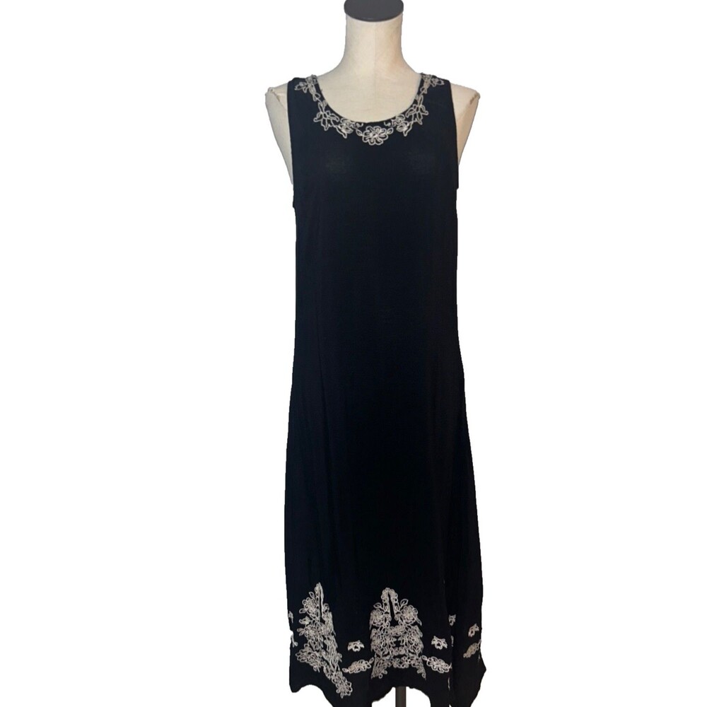 Paparazzi Women’s Embroidered Midi Dress size L Boho Dark Romantic Whimsygoth